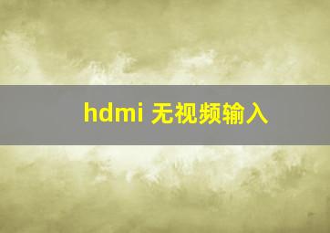 hdmi 无视频输入